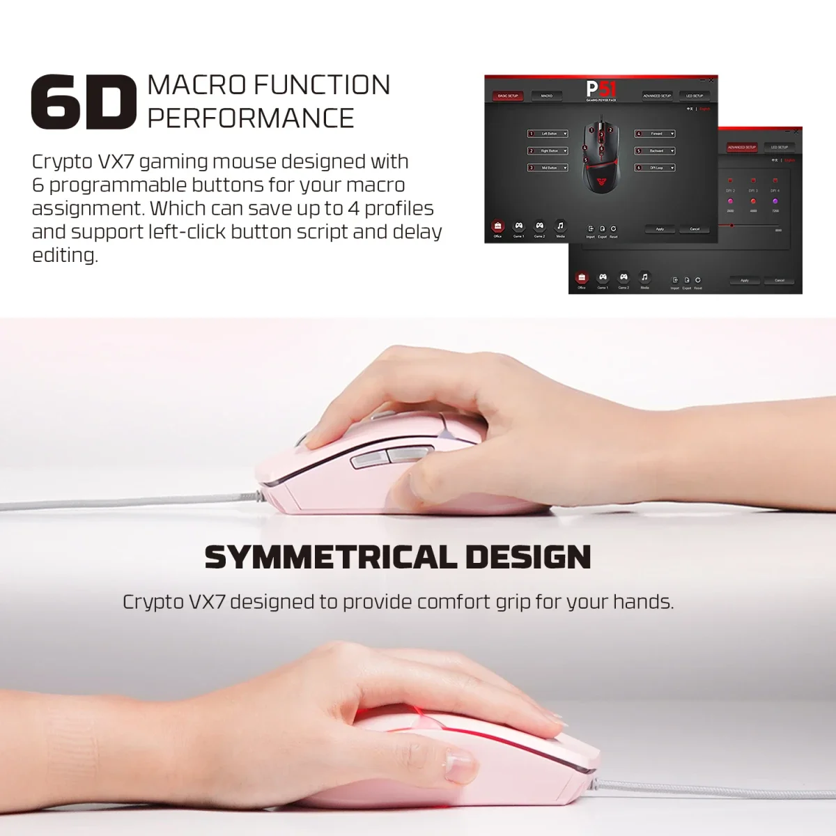 طقم ألعاب سلكي 5 في 1 Fantech P51 باللون الوردي - Image 4