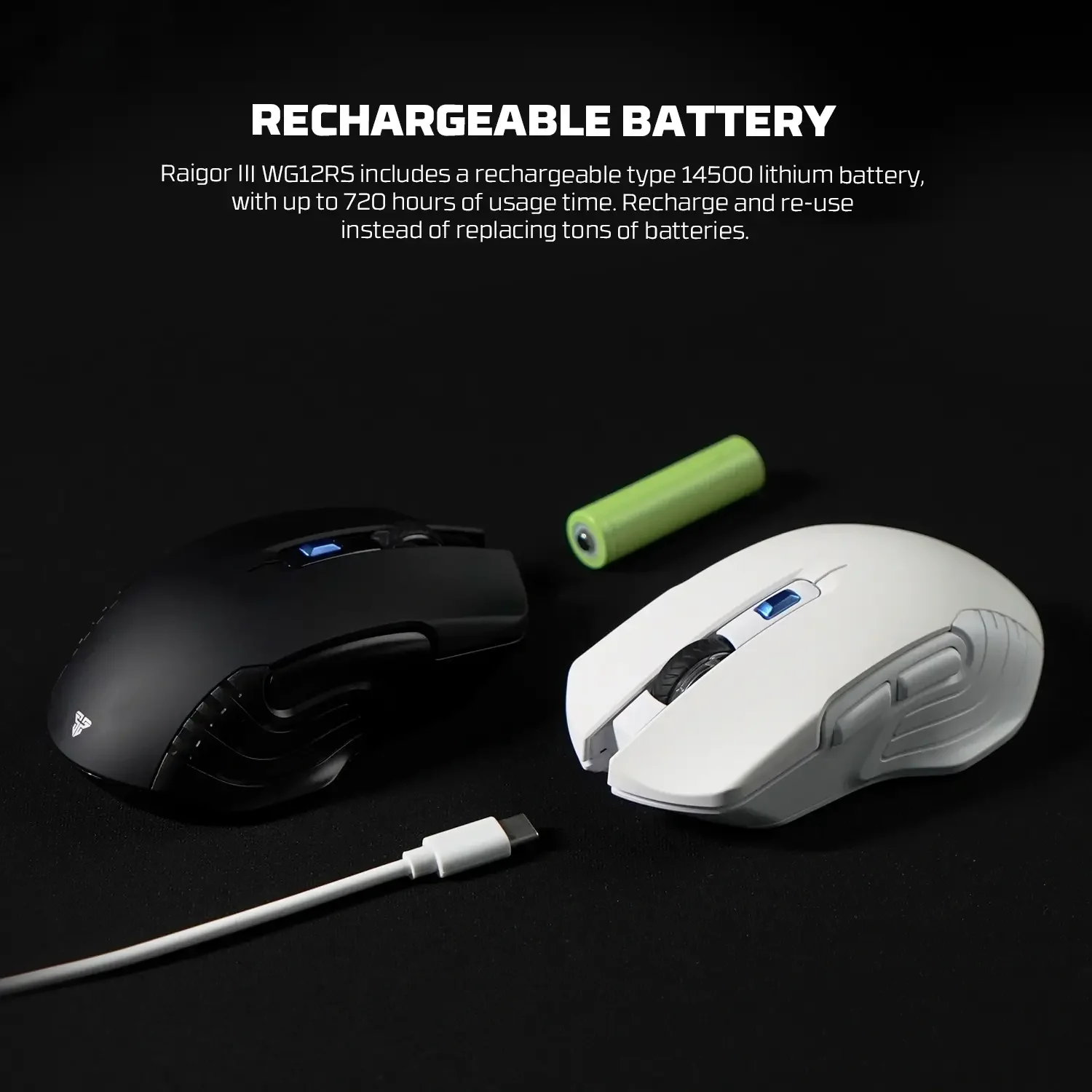 ماوس ألعاب Fantech WG12RS Raigor III لاسلكي أبيض - Thumbnail 7