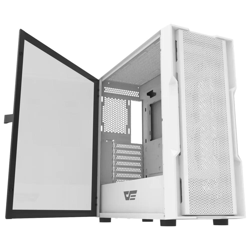 DarkFlash DK431 E-ATX PC Case – White – 4 Pre-installed ARGB Fans - Thumbnail 4
