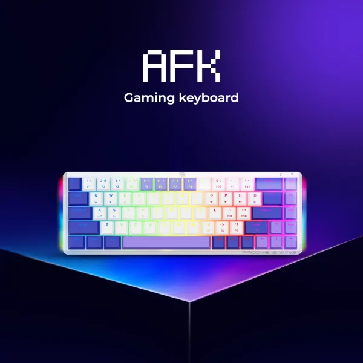 كيبورد ألعاب Proove Gaming AFK ميكانيكي لاسلكي ثلاثي الاتصال 65% بمفاتيح Outemu Red، أبيض - Thumbnail 4
