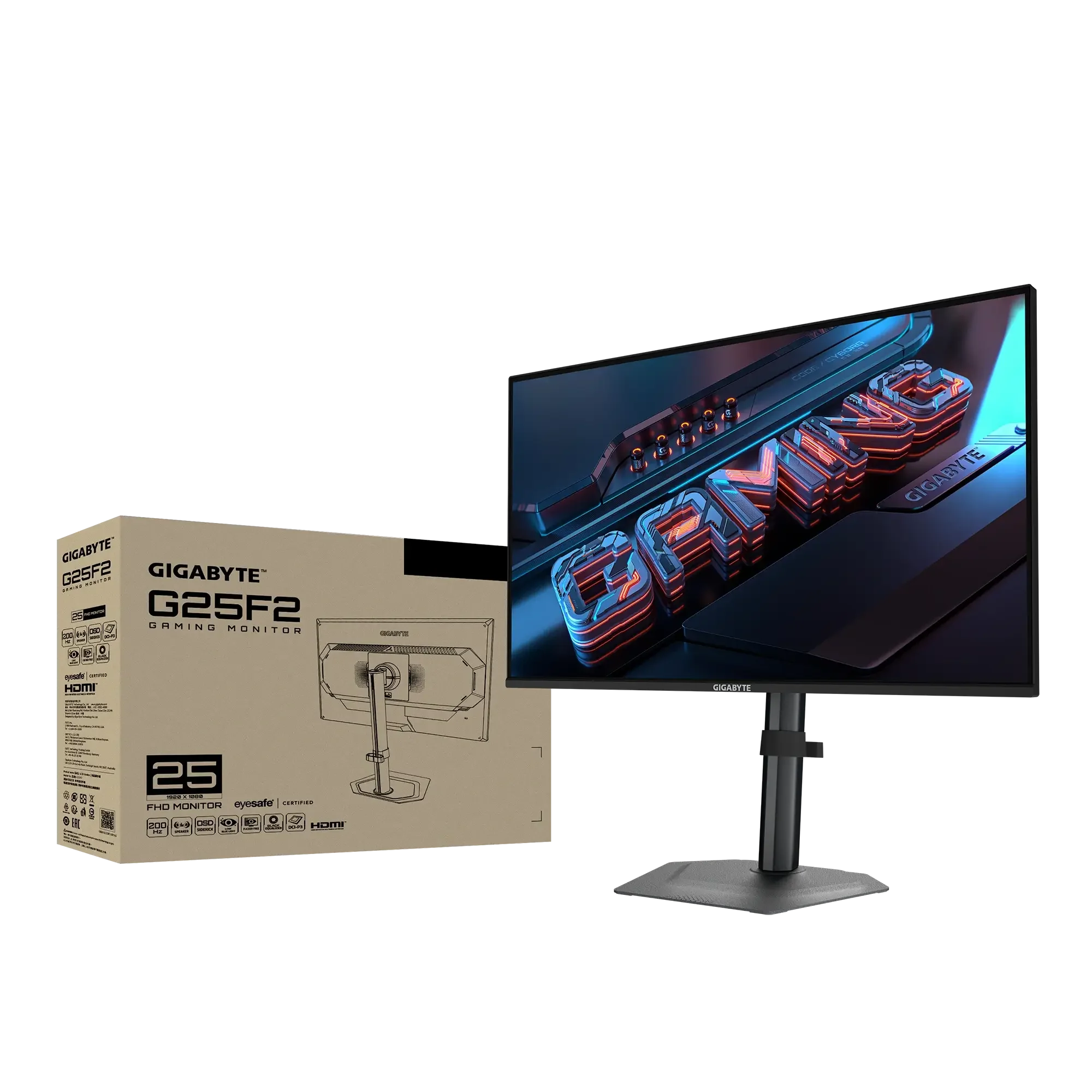 شاشة ألعاب GIGABYTE G25F2 مقاس 25 إنش FHD بتقنية Super Speed IPS ومعدل 200Hz وزمن استجابة 1ms مع سماعات - Image 4