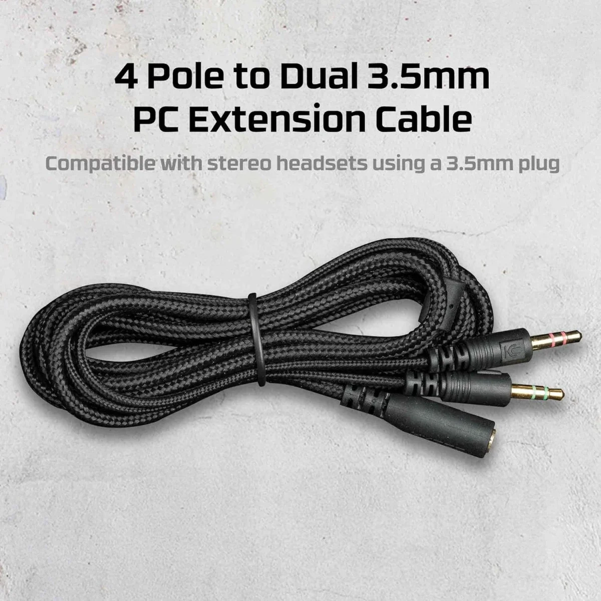 Hyper X Headphone Splitter 2-in-1 Y Audio Extension Cable 2M for 3.5mm Stereo Headsets - Image 2