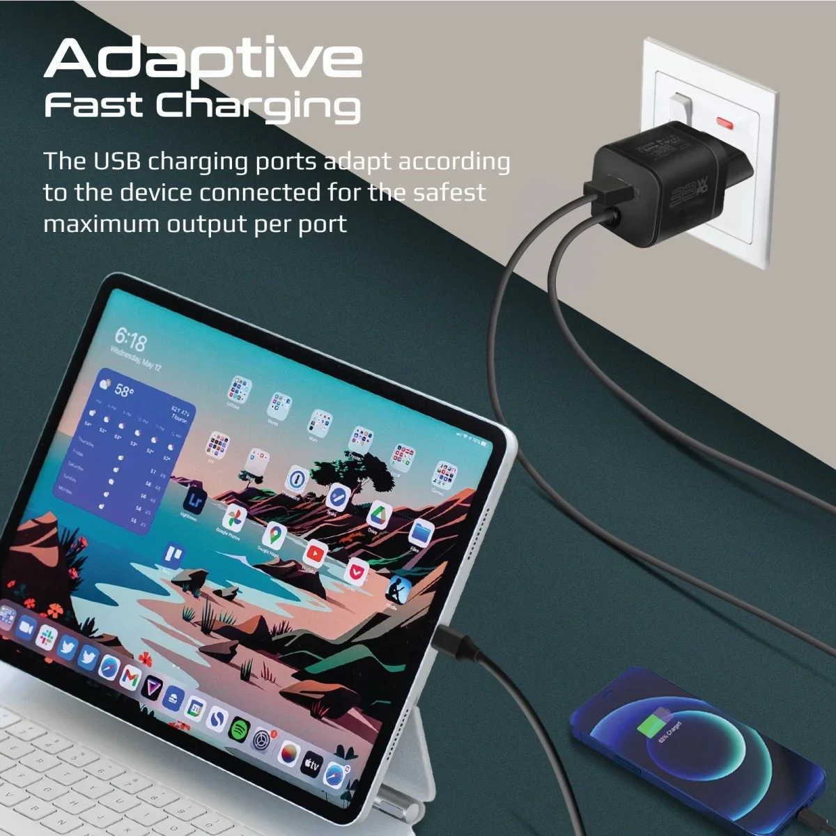 شاحن حائط Promate PowerPort-PDQC3 USB-C بقدرة 33 واط مع QC 3.0 بقدرة 22.5 واط وكابل 1.5 متر - أبيض - Thumbnail 3