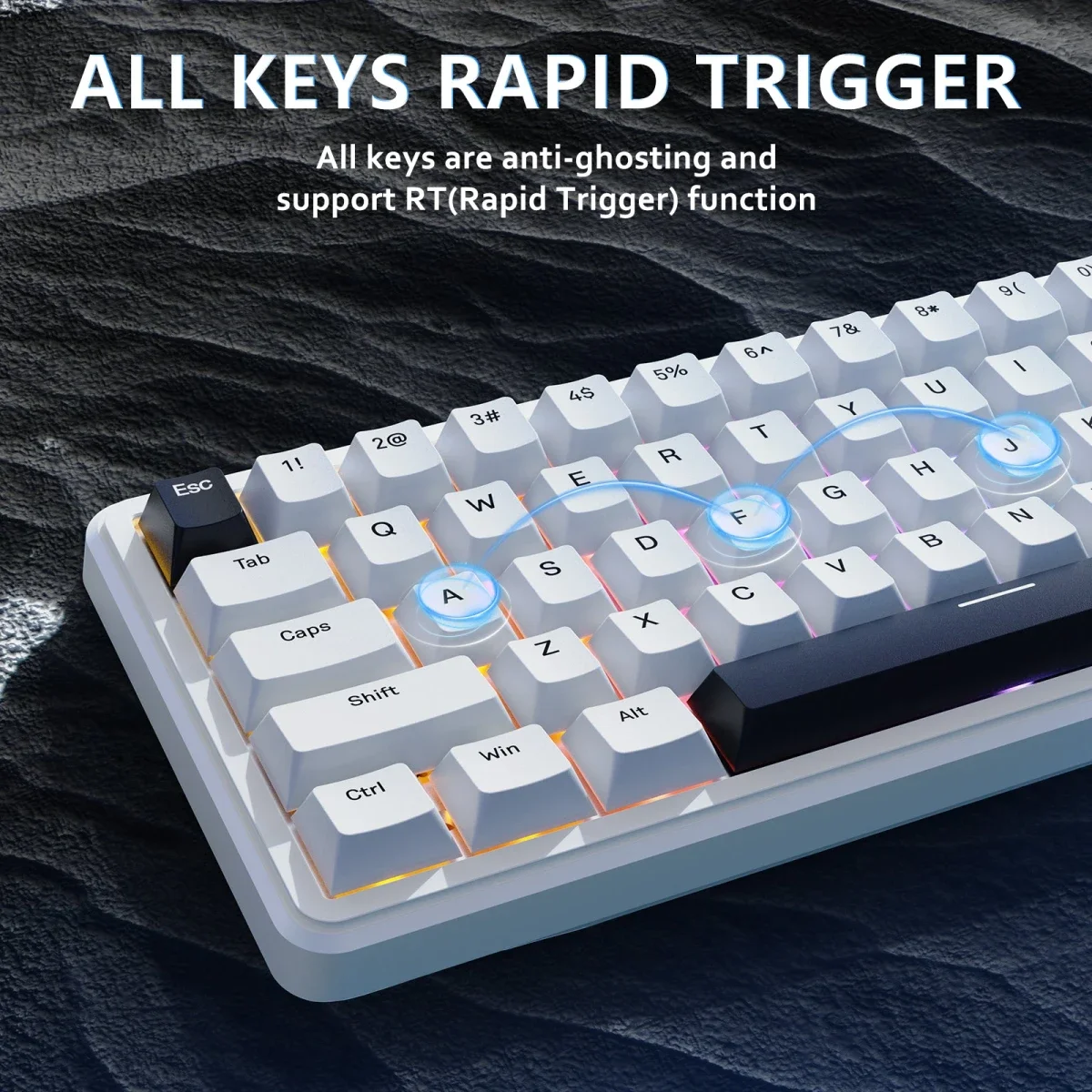 كيبورد ألعاب ATTACK SHARK X65 HE مغناطيسي سلكي 65% أبيض - Image 6
