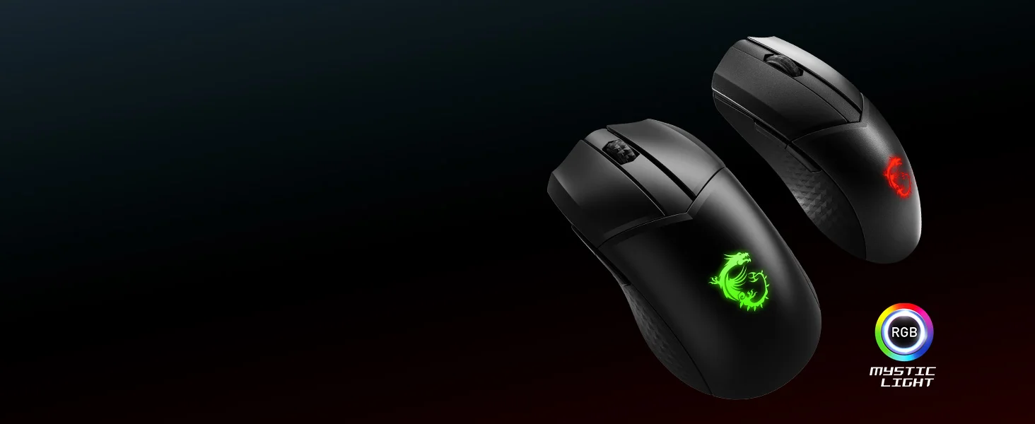 ماوس ألعاب MSI Clutch GM41 لاسلكي خفيف مع قاعدة شحن، 20000 DPI، مفاتيح Omron 60 مليون، بطارية 80 ساعة، 6 أزرار - Thumbnail 12