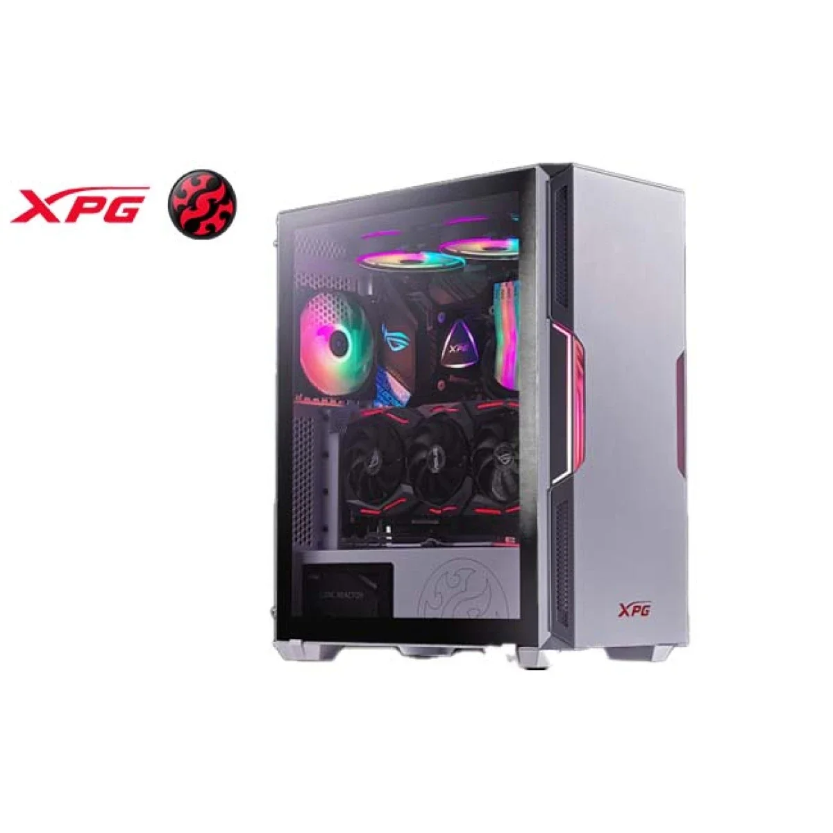 هيكل كمبيوتر ألعاب XPG STARKER أبيض يدعم ATX مع إضاءة ARGB