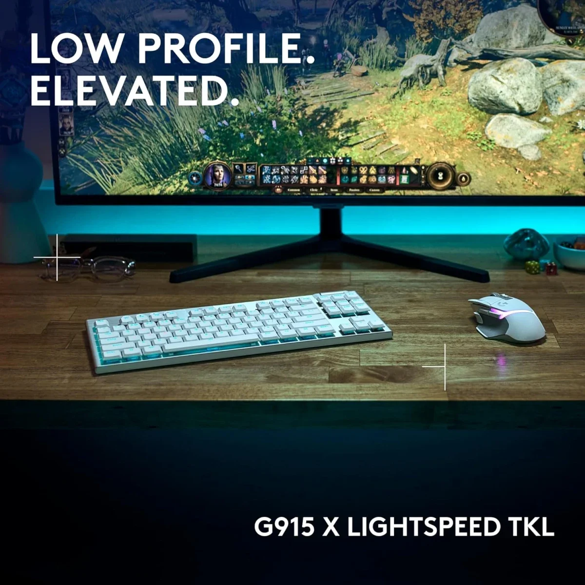 Logitech White Wireless TKL Gaming Keyboard with RGB, G915 X LIGHTSPEED - Thumbnail 2