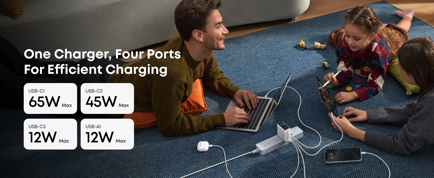 Anker 140W 4-Port GaN USB-C Charger with Smart Display, Black - Thumbnail 11