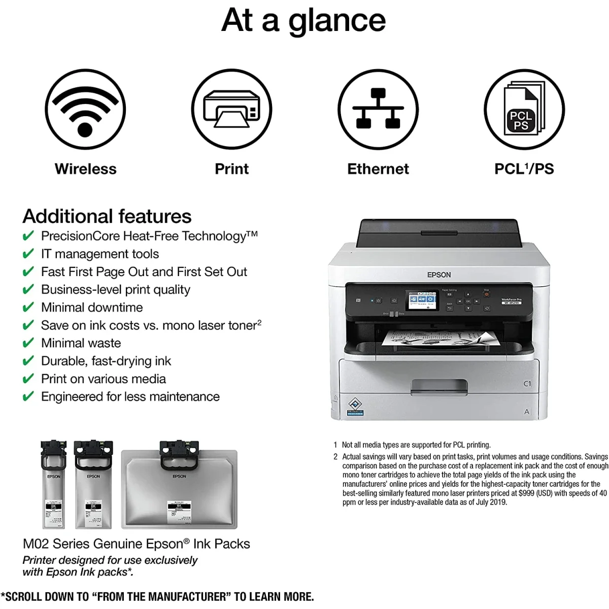 EPSON WorkForce Pro WF-M5299DW Monochrome Wireless Duplex Workgroup Inkjet Printer - Thumbnail 3