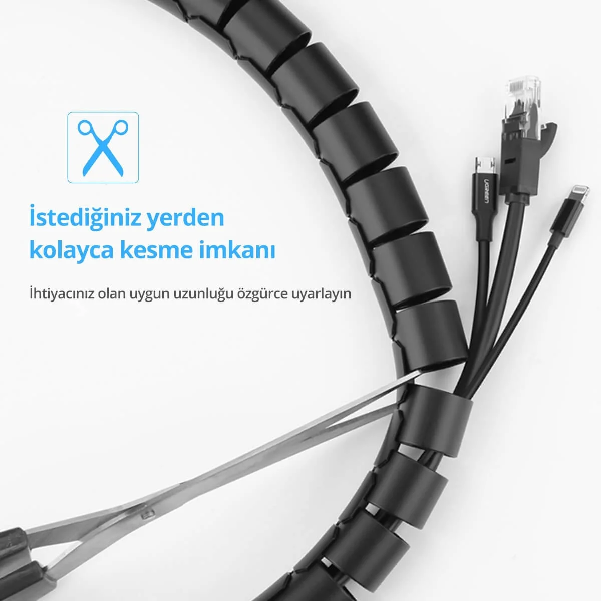 منظم وحماية كيبلات Ugreen 30820 أنبوب حلزوني طول 5M - Image 2