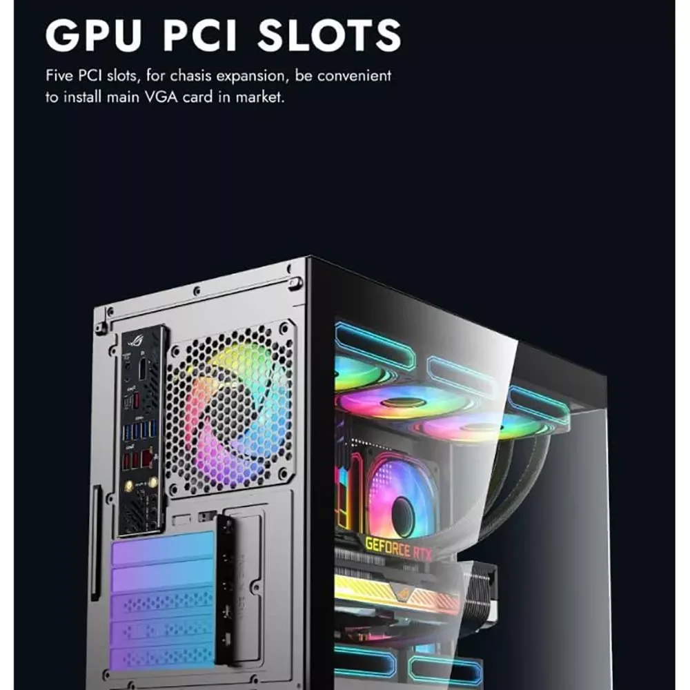 كيس كمبيوتر Aigo C218M ميد تاور Micro-ATX مع 3 مراوح وباور سبلاي AE650 بقدرة 650W بشهادة 80+ Bronze - أبيض - Image 5