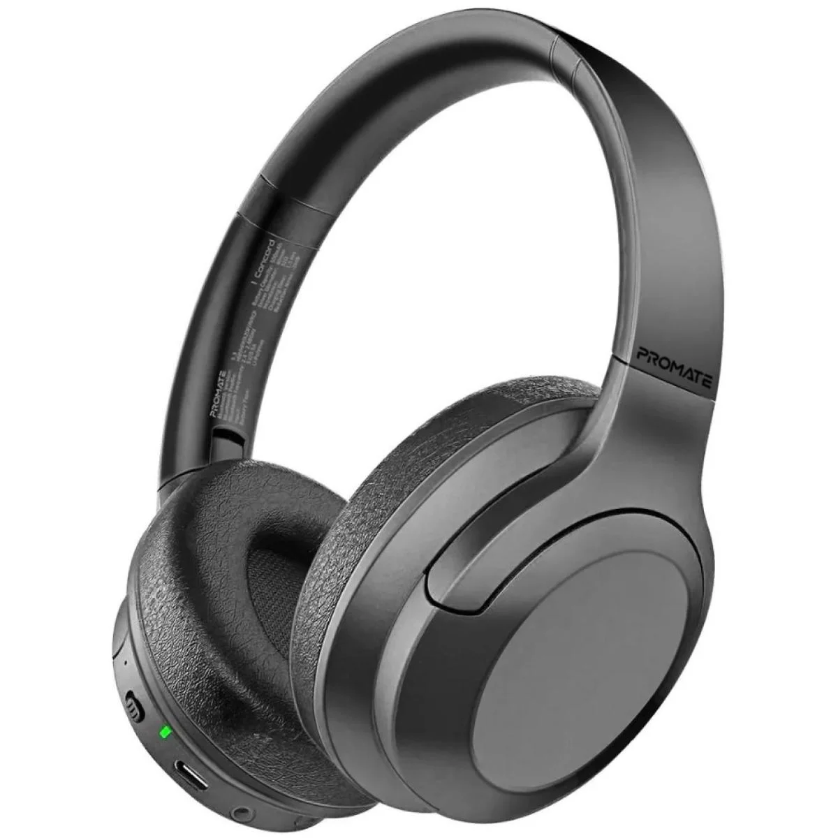 Promate Concord ANC Over-Ear Bluetooth Headphones, 27H Playback, Black