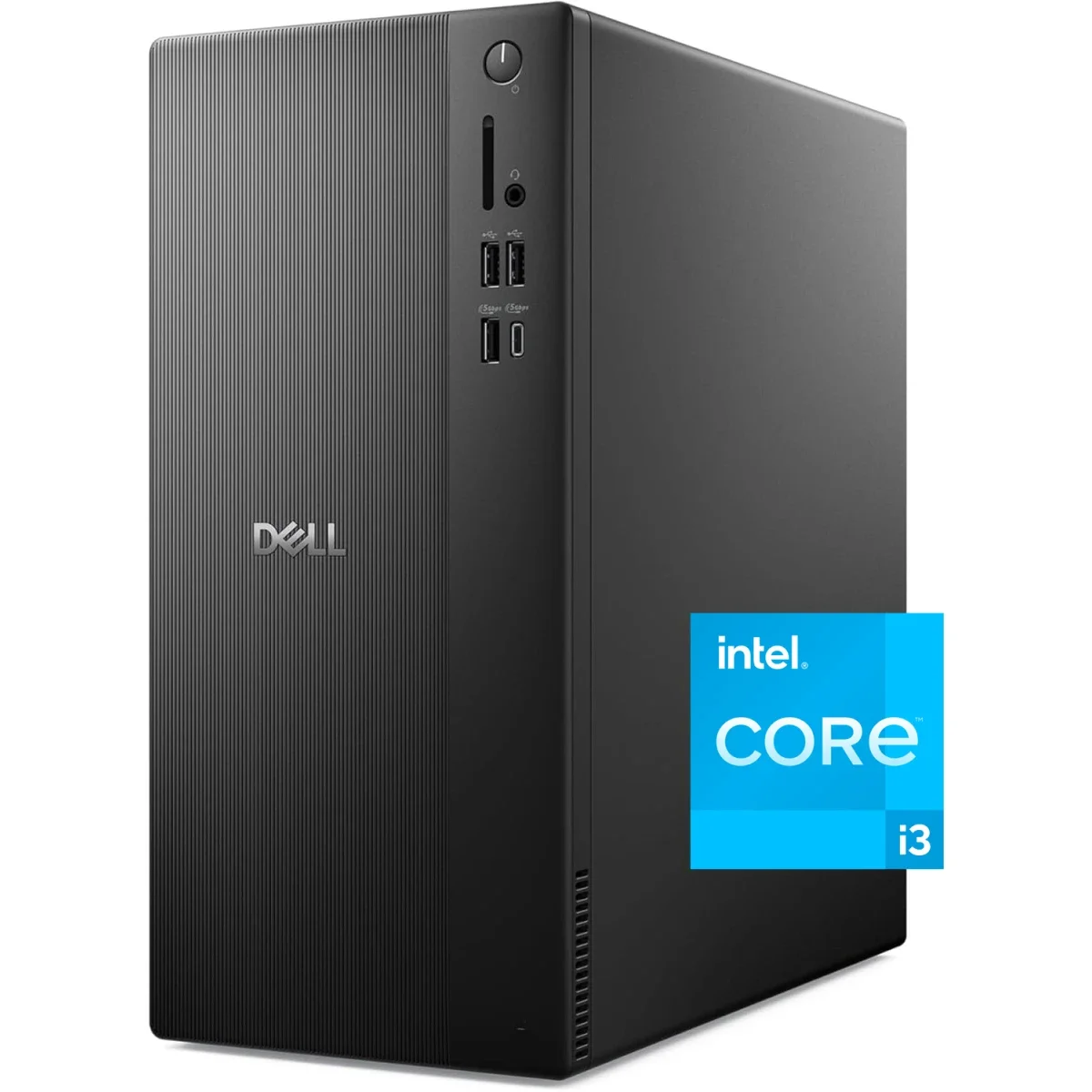 كمبيوتر مكتبي Dell ECT1250 (2025) Tower بمعالج Intel Core i3-14100 وذاكرة 8GB وتخزين 512GB SSD لون أسود