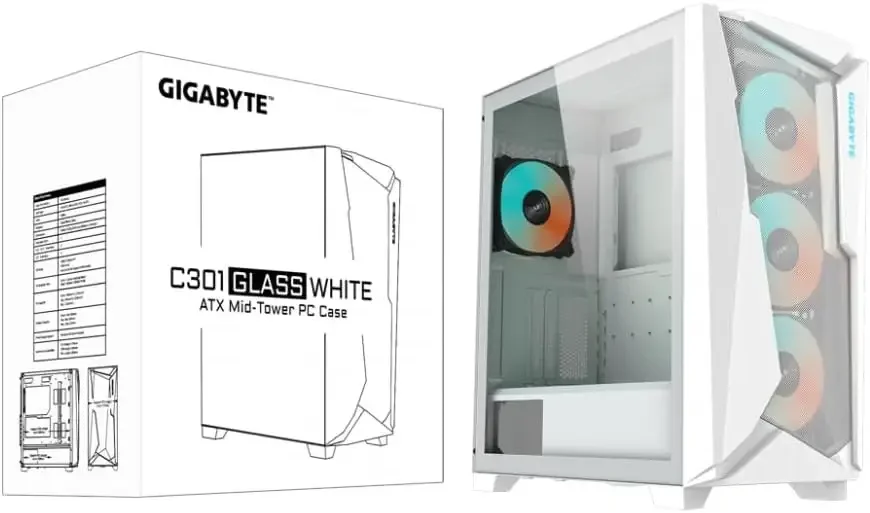 صندوق كمبيوتر GIGABYTE C301GW V2 زجاجي Mid-Tower للألعاب بإضاءة ARGB - Image 5