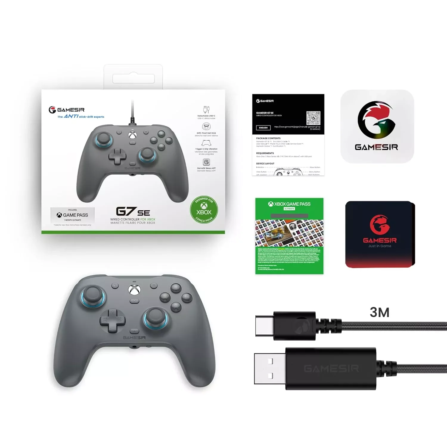يد تحكم GameSir G7 SE سلكية باللون الرمادي - Image 8