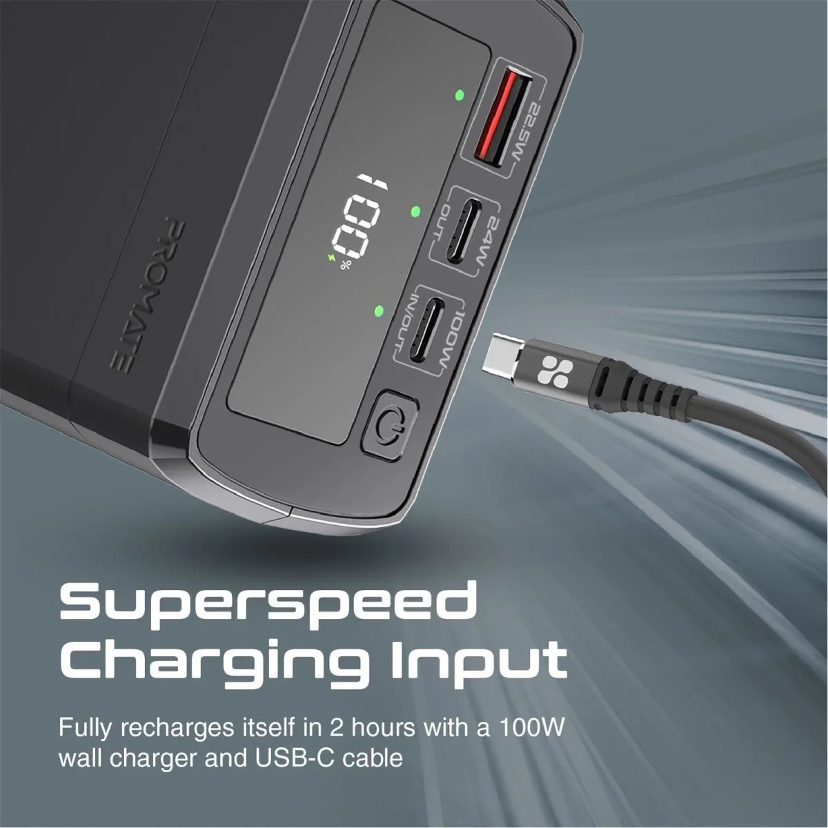 باور بانك Promate PowerMine-130 بسعة 38000mAh وشحن سريع 130W - Thumbnail 3