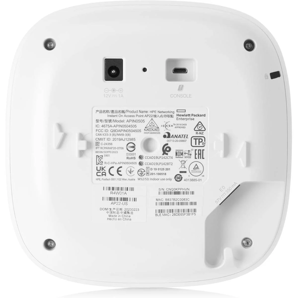 نقطة وصول داخلية Hewlett Packard Enterprise AP22 واي فاي 6 2x2 - إصدار RW - Image 3