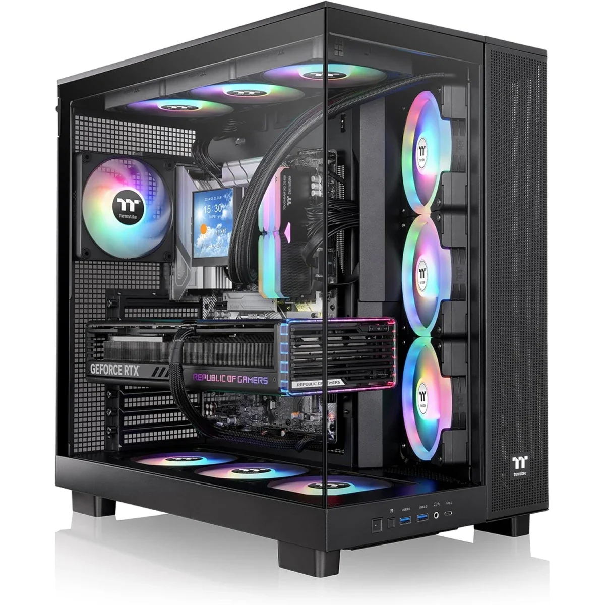 هيكل كمبيوتر Thermaltake View 380 XL TG ARGB ميد تاور أسود