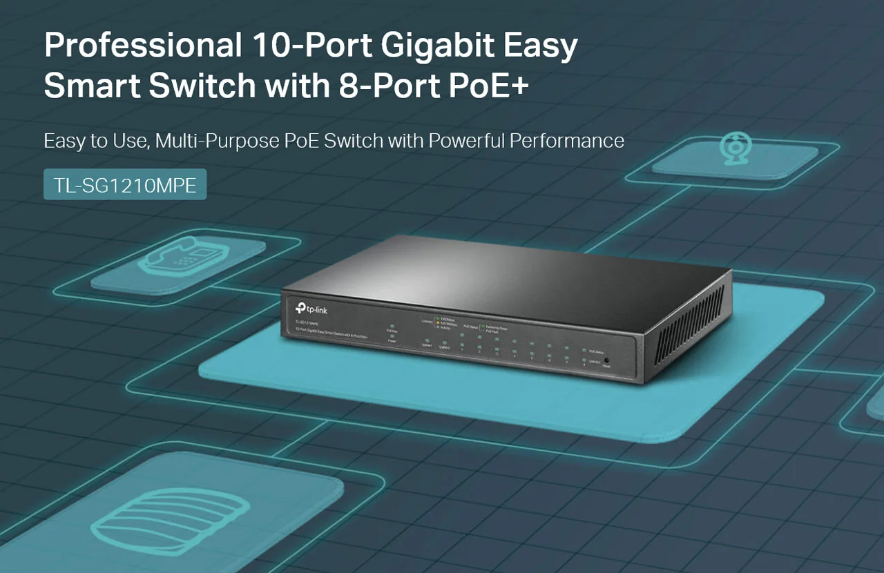 سويتش شبكة TP-LINK TL-SG1210MPE جيجابت 10 منافذ سهل الإدارة مع 8 منافذ PoE+ بقدرة 123W - Image 5