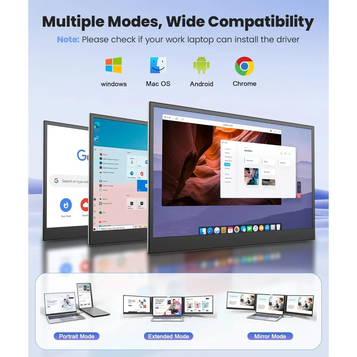 شاشة موسعة للابتوب V2COM P7 Pro ثلاثية IPS Full HD مقاس 15.6 إنش - Thumbnail 12