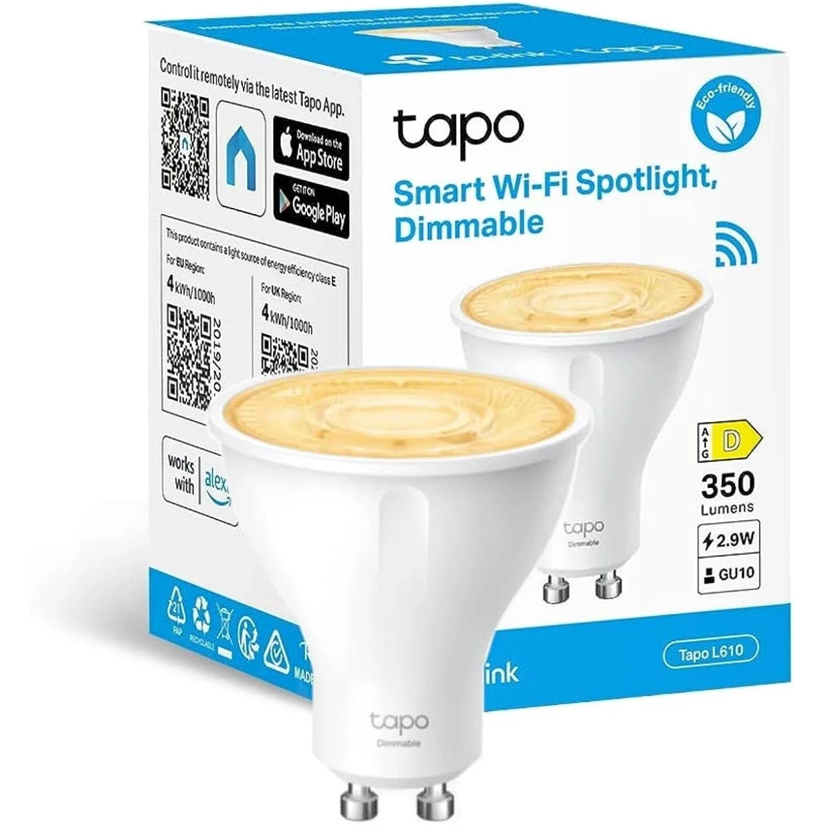 لمبه سبوت لايت LED ذكيه قابله للتعتيم TP-LINK Tapo L610 2700K قاعده GU10