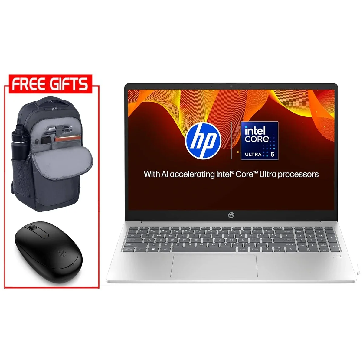 لابتوب HP 15-fd1063ne شاشة 15.6 إنش FHD معالج Intel Core Ultra 5 125H رام 8GB SSD 512GB فضي - Image 1