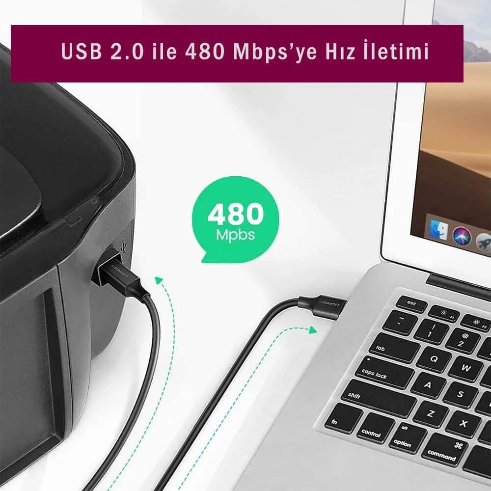 سلك طابعة Ugreen 10352 USB 2.0 من AM إلى BM بطول 5 متر - Thumbnail 4