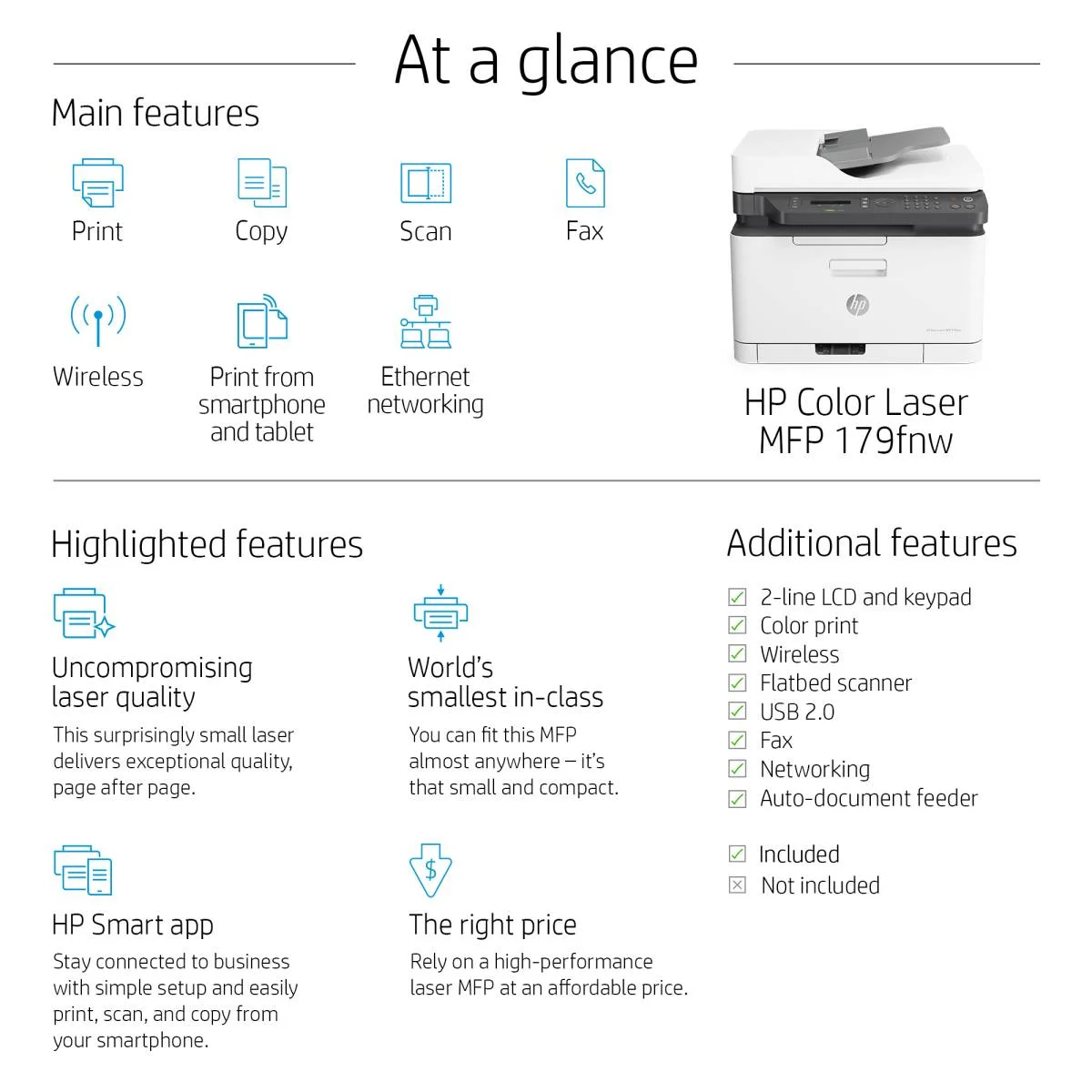 طابعة HP Color Laser MFP 179fnw ملونة مع واي فاي ودقة 600 × 600 DPI، سرعة 18 صفحة أسود و4 صفحات ملون بالدقيقة، كفالة سنة - Thumbnail 7