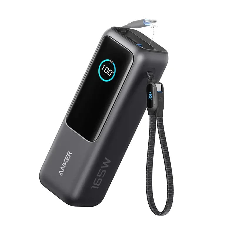 باور بانك للابتوب Anker A1695H41 سعة 25K وقدرة 165 واط بكابلات USB-C مدمجة وقابلة للسحب – فضي - Thumbnail 6