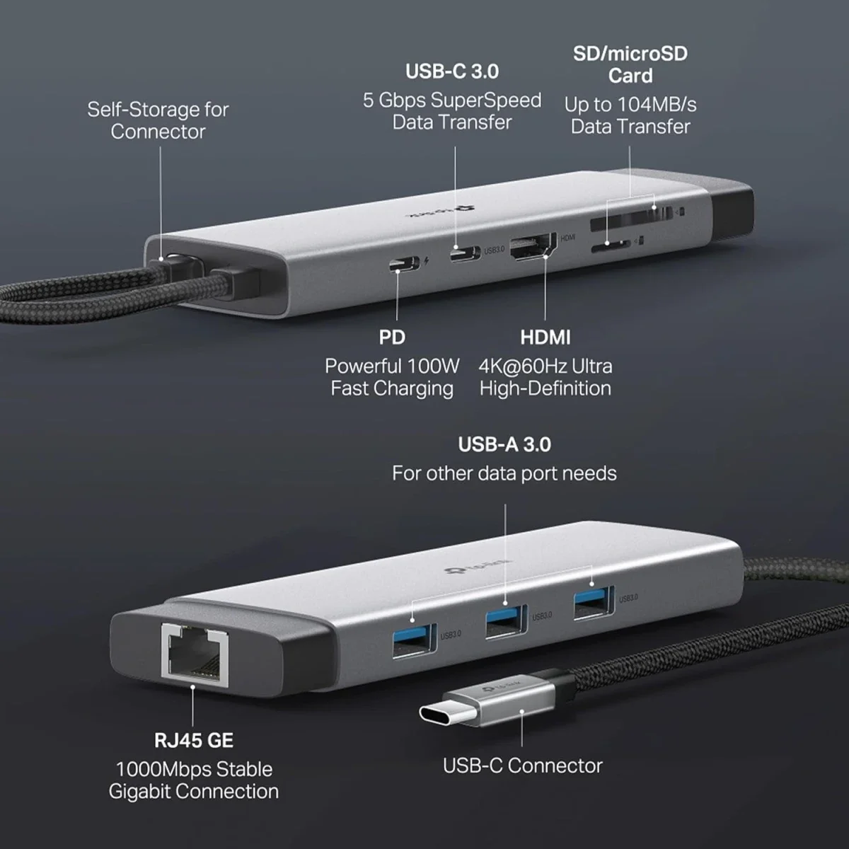 موزع USB Type-C TP-LINK UH9120C 9 في 1 مع HDMI بدقة 4K@60Hz وإيثرنت جيجابت وPD بقدرة 100W - Image 5
