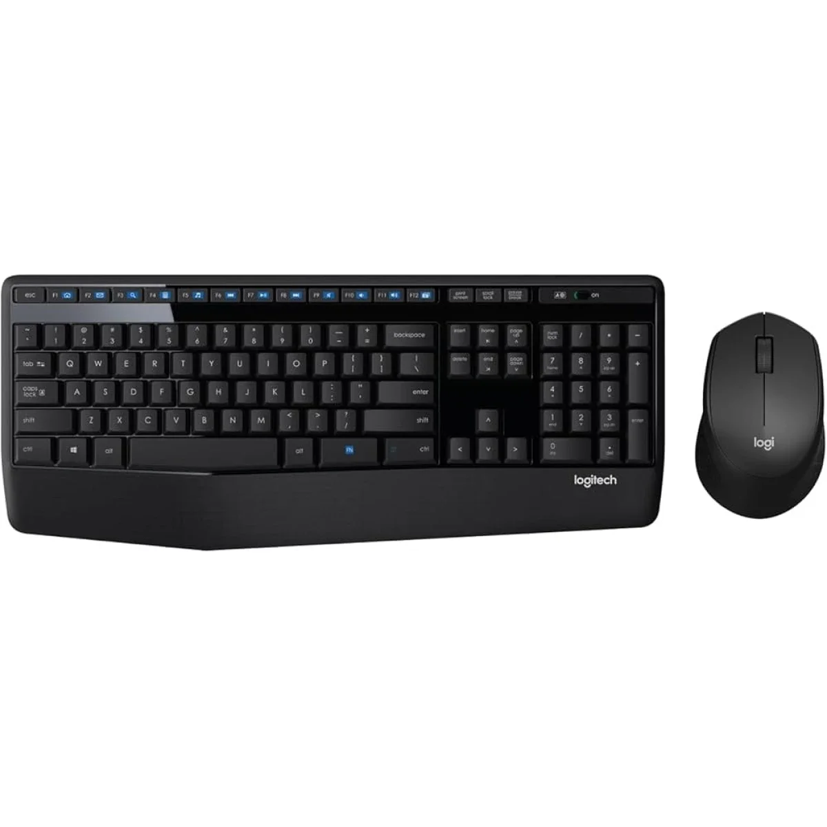 لوحة مفاتيح وماوس Logitech MK345 لاسلكية بالحجم الكامل مع مسند راحة اليد