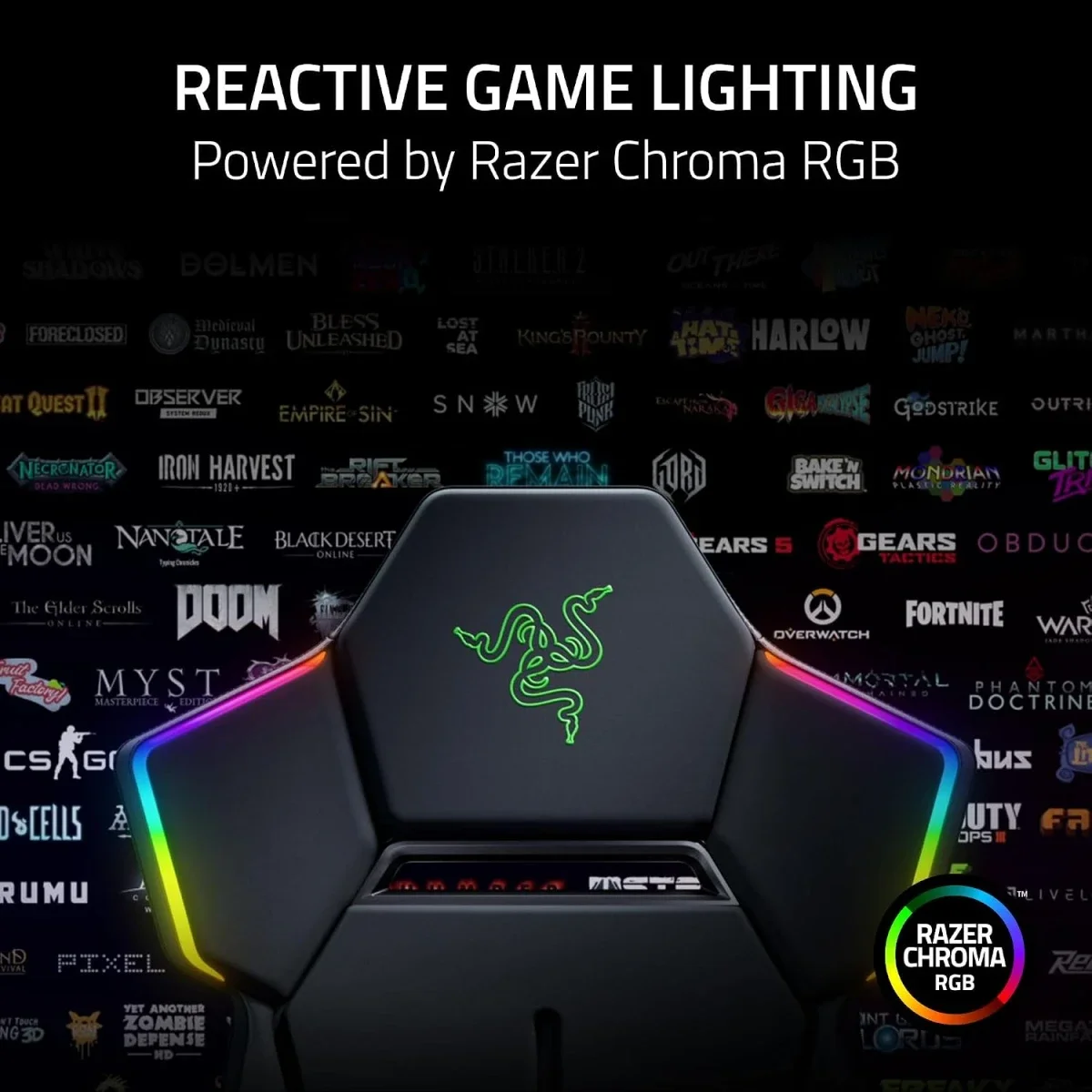 كرسي ألعاب Razer Soma Chroma قماش أسود بإضاءة RGB لاسلكية، دعم قطني، إسفنج مزدوج الكثافة وإمالة 155° - Image 9