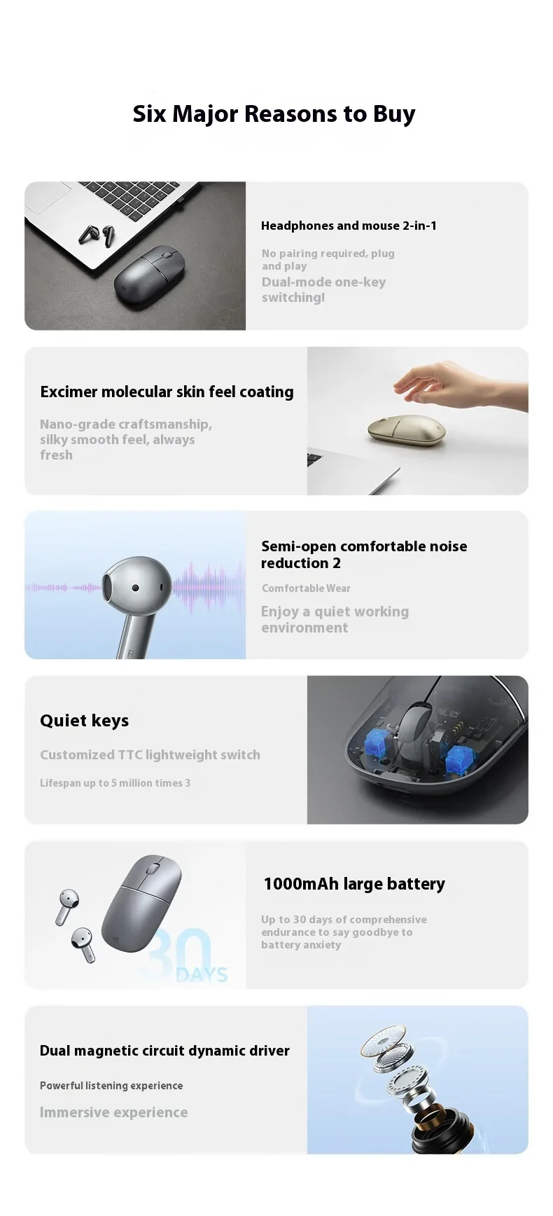 HONOR UMA-ME00 Wireless Mouse with Bluetooth Earphones, Dual Magnetic Drivers and Active Noise Reduction - Image 10