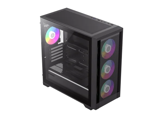 كيس كمبيوتر ألعاب GameMax Defender MB بحجم Micro-ATX مع 4 مراوح ARGB ومنفذ USB-C ودعم راديتر 360mm - Image 8