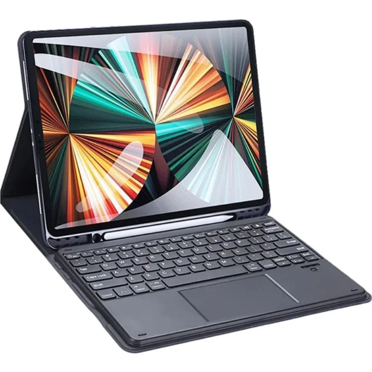 جراب لوحة مفاتيح DUX DUCIS TK Series بلوتوث جلدي مع لوحة لمس لجهاز iPad Pro مقاس 12.9 إنش (2020/2021/2022)، تخطيط إنجليزي - أسود