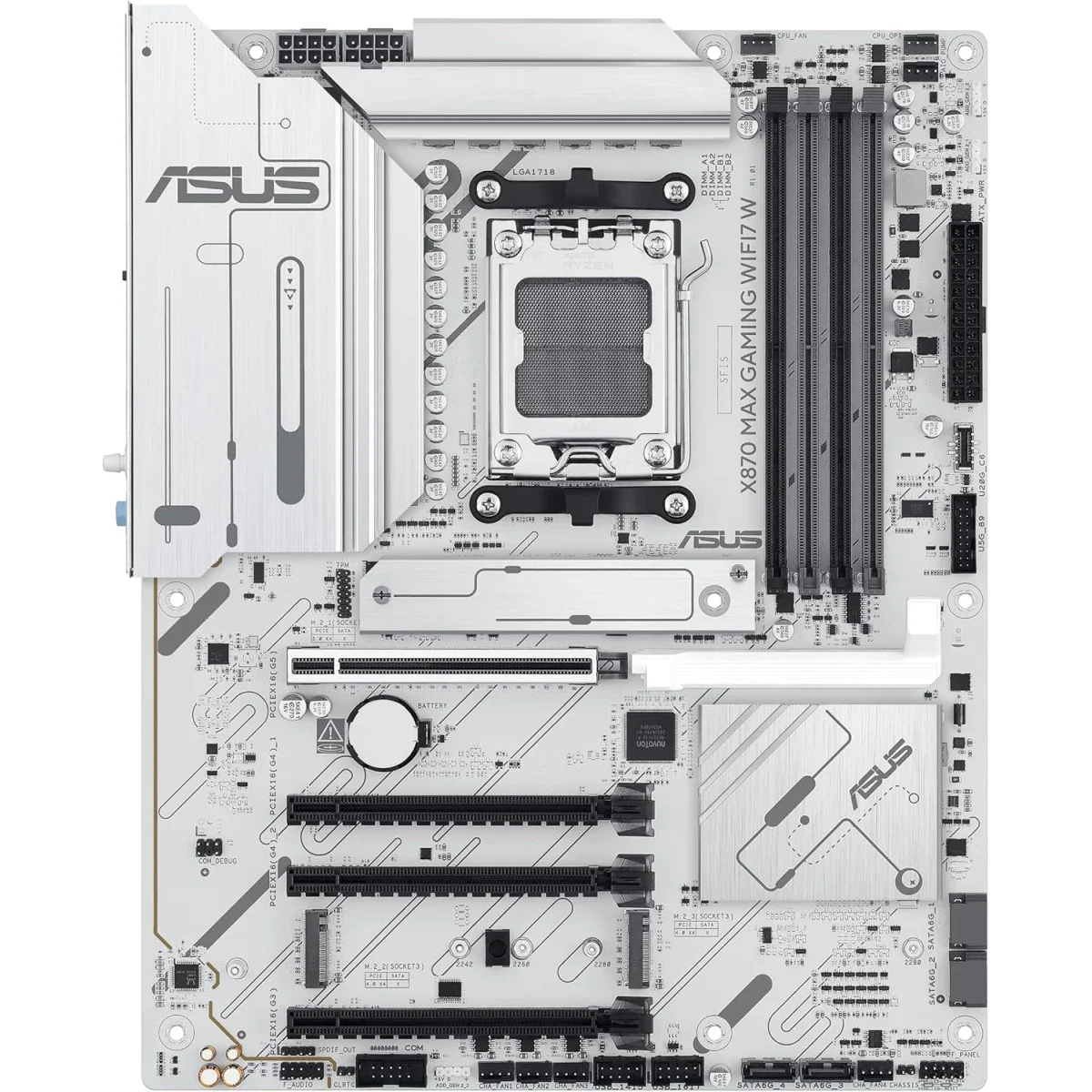 Asus X870 MAX GAMING WIFI7 W AM5 ATX Motherboard, AMD X870, DDR5, 3x M.2, Wi-Fi 7, Bluetooth 5.4, White - Image 2