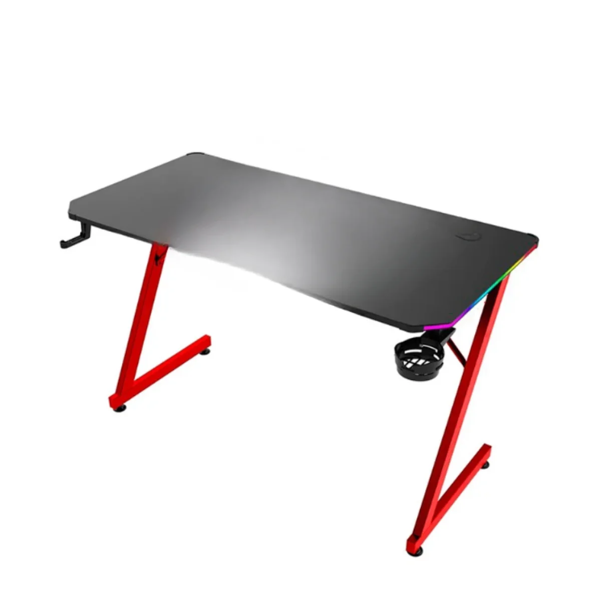 مكتب ألعاب Marvo DE-11 بإضاءة RGB وسطح 120 سم بتصميم ألياف الكربون وهيكل فولاذي، أسود وأحمر - Image 2