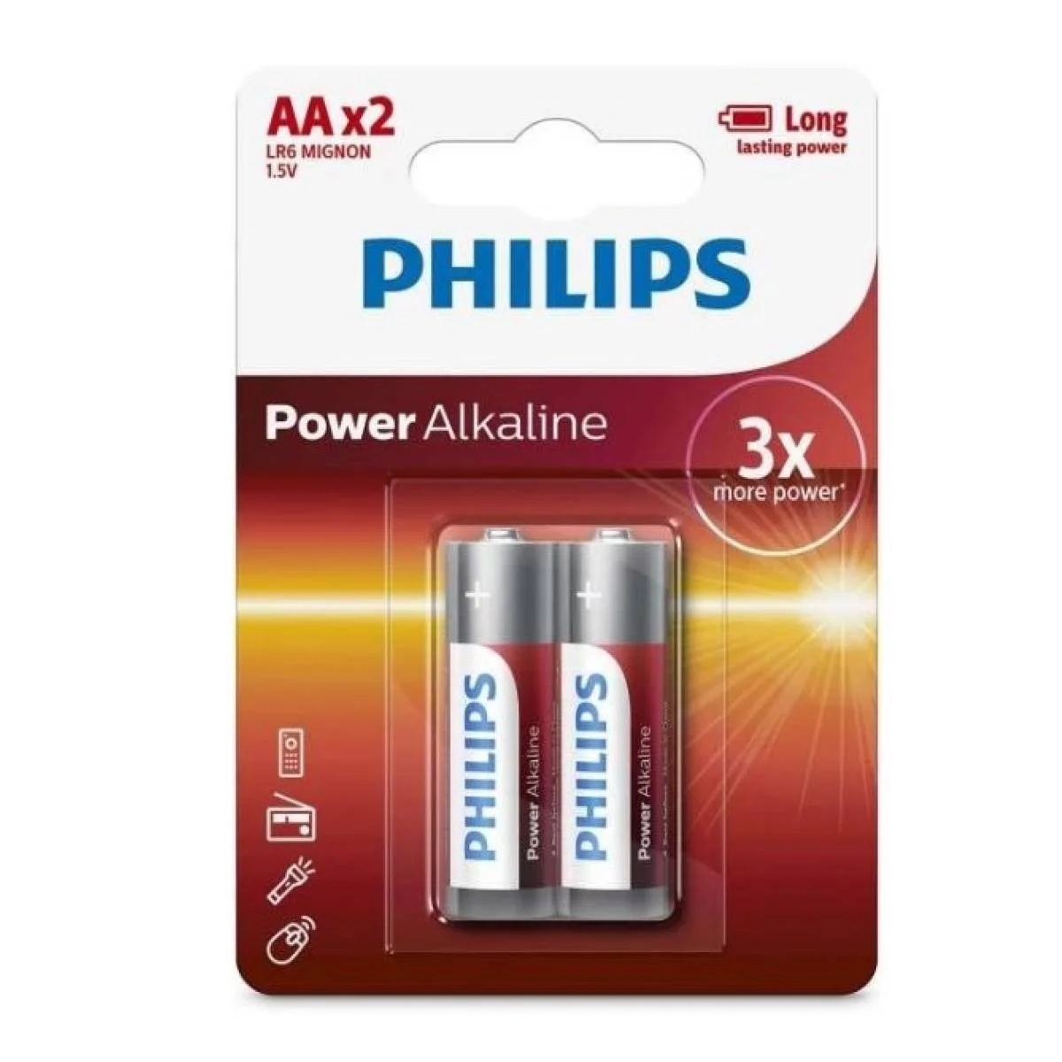 بطاريات Philips Power قلوية AA عبوة 2