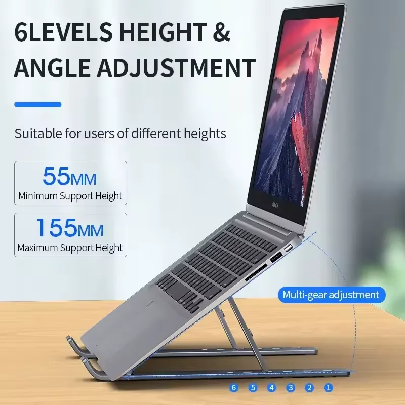 N8 Adjustable Aluminum Laptop Stand for 11–17-Inch Laptops - Thumbnail 2
