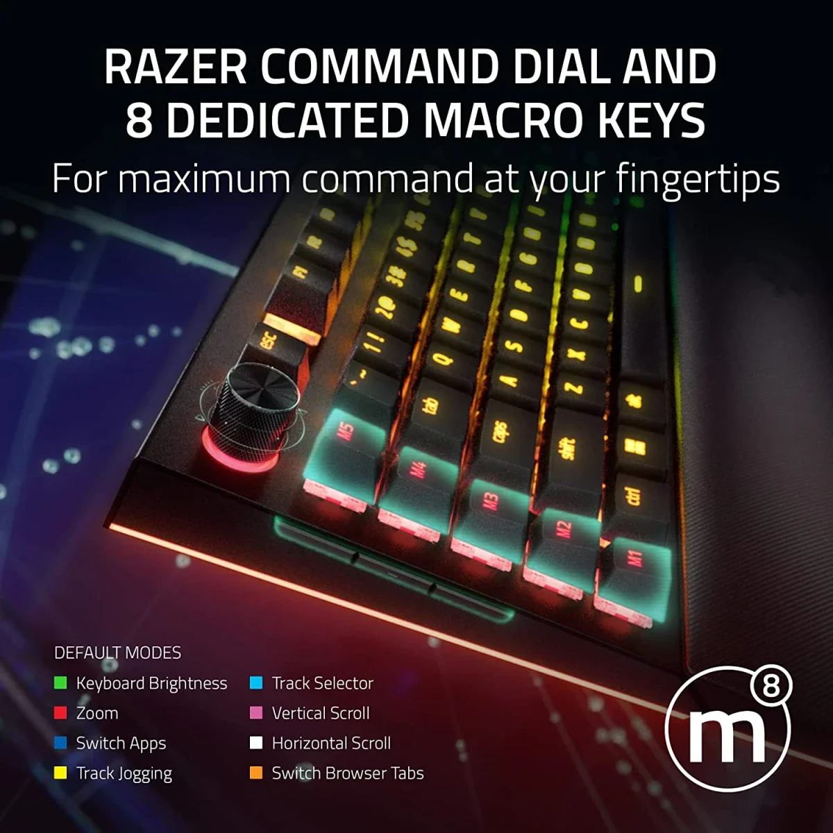 لوحة مفاتيح ألعاب ميكانيكية سلكية Razer BlackWidow V4 Pro بمفاتيح Green - Thumbnail 4