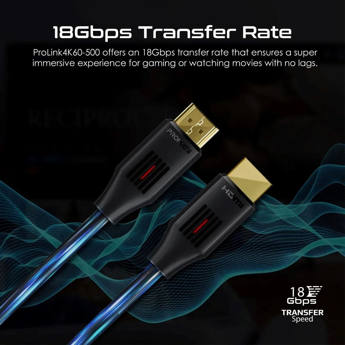 Promate ProLink4K60-300 HDMI 2.0 Cable 4K@60Hz 3m with Ethernet and Gold-Plated Connectors - Thumbnail 3