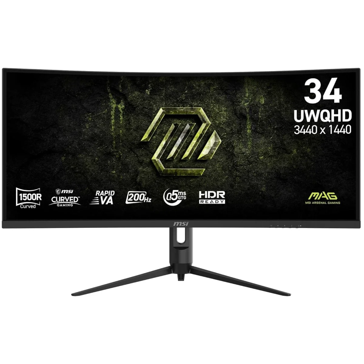 MSI 34-Inch UWQHD Curved Gaming Monitor, 200Hz, 0.5ms, Black - MAG 342CQRF E20