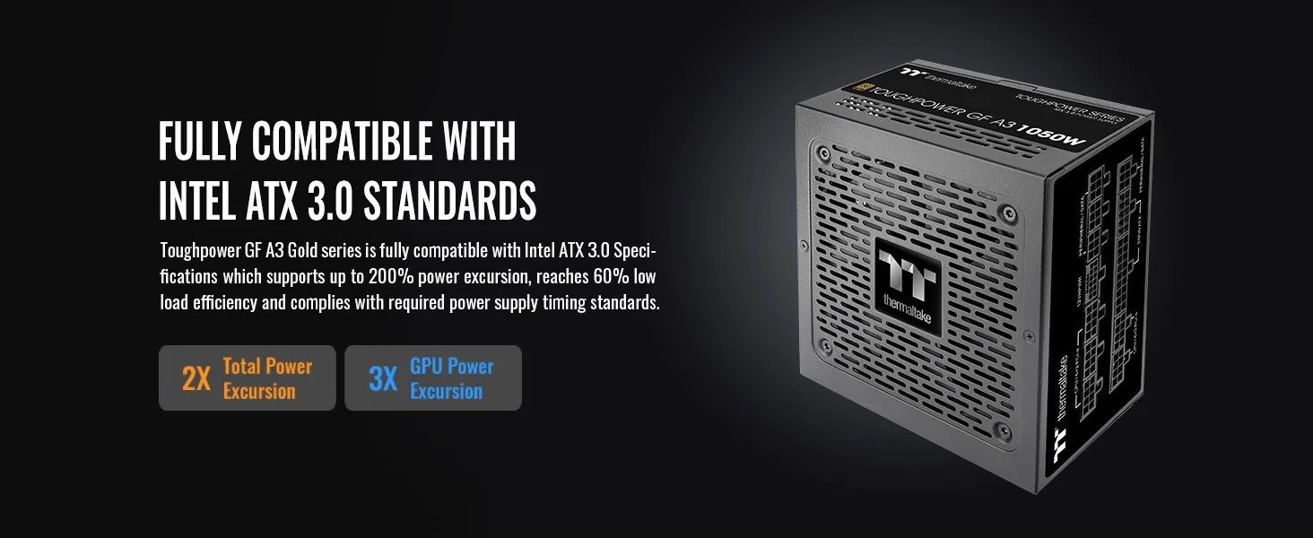Thermaltake Toughpower GF A3 1050W 80 Plus Gold Fully Modular ATX 3.0 Power Supply - Thumbnail 9