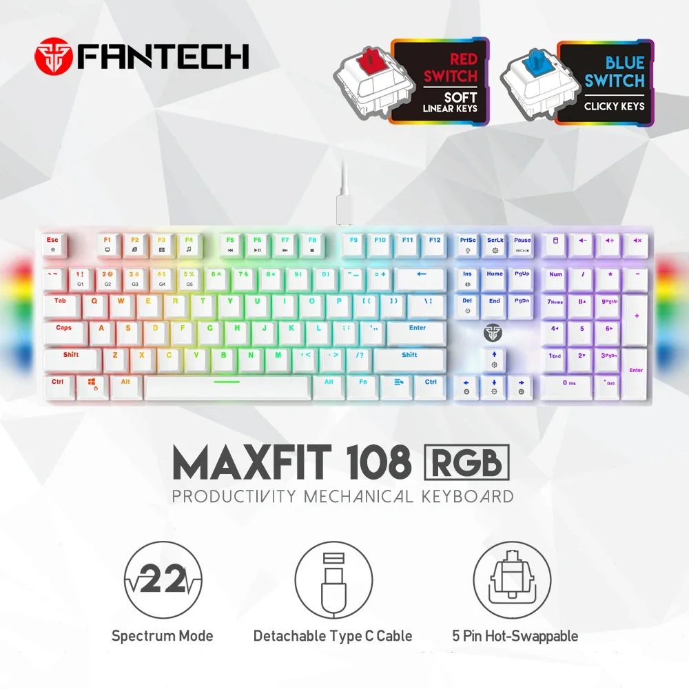 Fantech MAXFIT108 MK855 RGB Mechanical Keyboard - Space Edition - Image 2