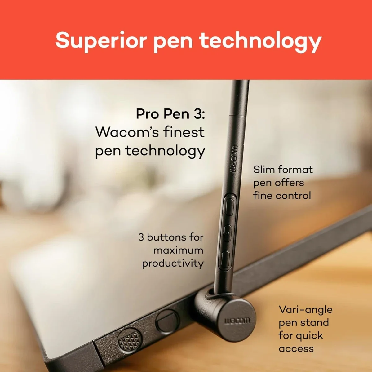 شاشة رسم Wacom Cintiq 24 مقاس 23.8 إنش مع حامل، دقة 1920x1080، DTK246K0B - Thumbnail 4