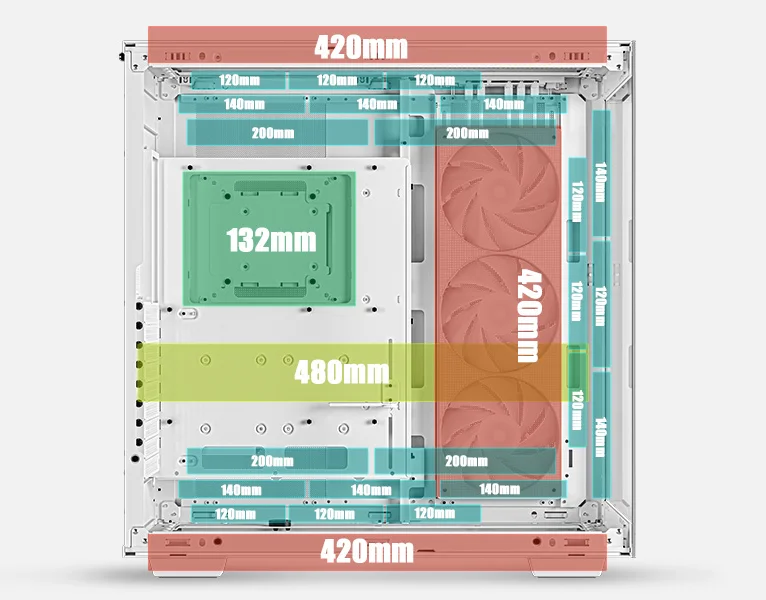 DeepCool CH780 Panoramic Dual-Chamber Full Tower Case with Tempered Glass, Vertical GPU Mount, Gen 4 Riser Cable & 3x 140mm ARGB Fans - White - Image 10