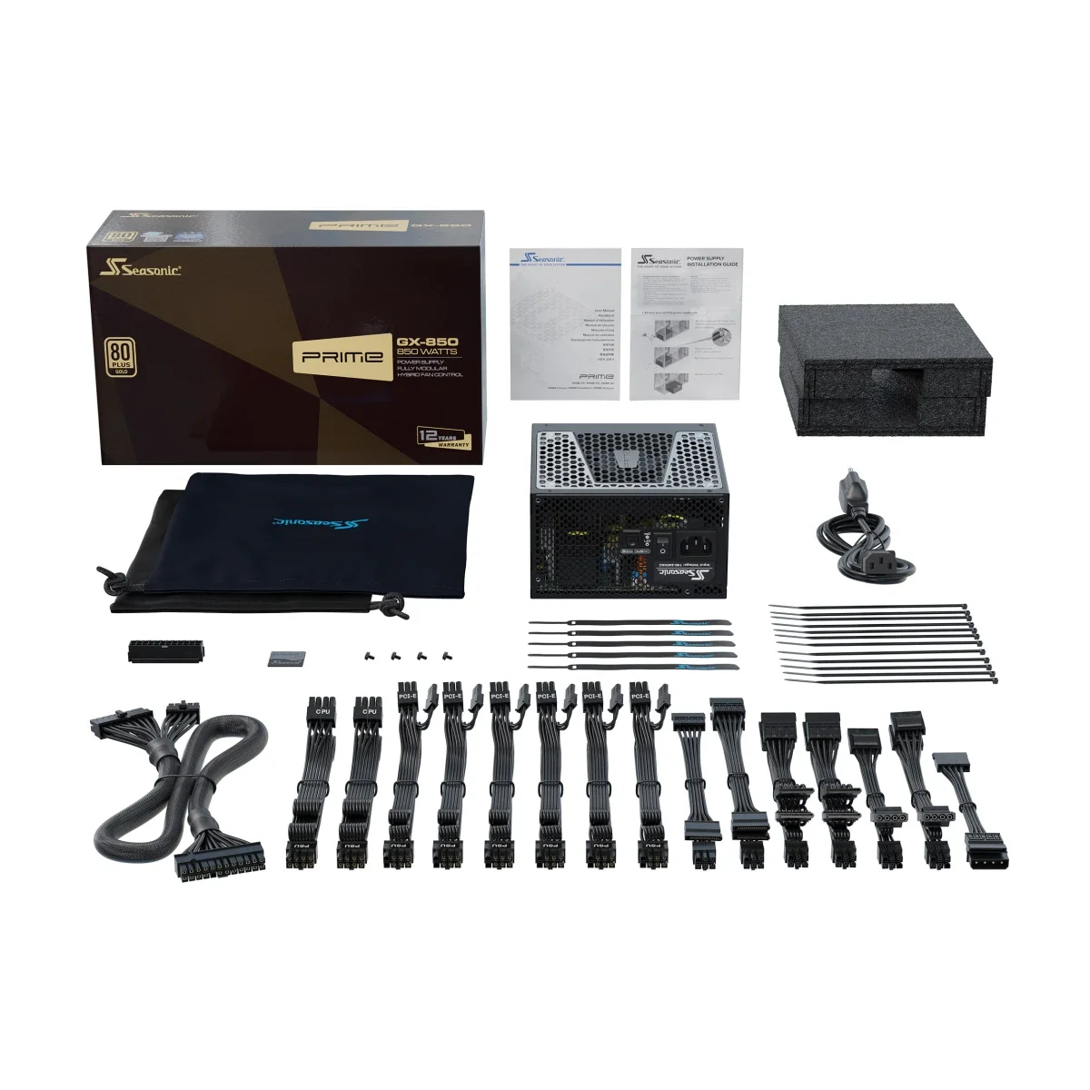 مزود طاقة Seasonic PRIME GX-850 بقدرة 850 واط وشهادة 80 PLUS Gold معياري بالكامل - Thumbnail 5