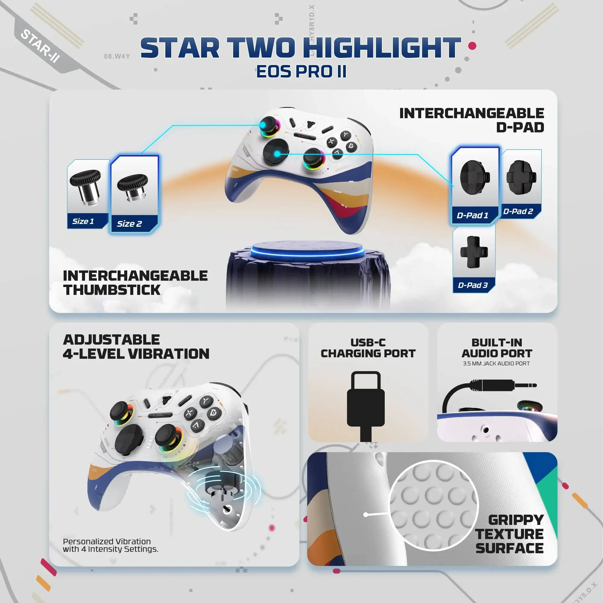 يد تحكم ألعاب Fantech EOS PRO II S WGP15V2S لاسلكية Star Two White - Thumbnail 7