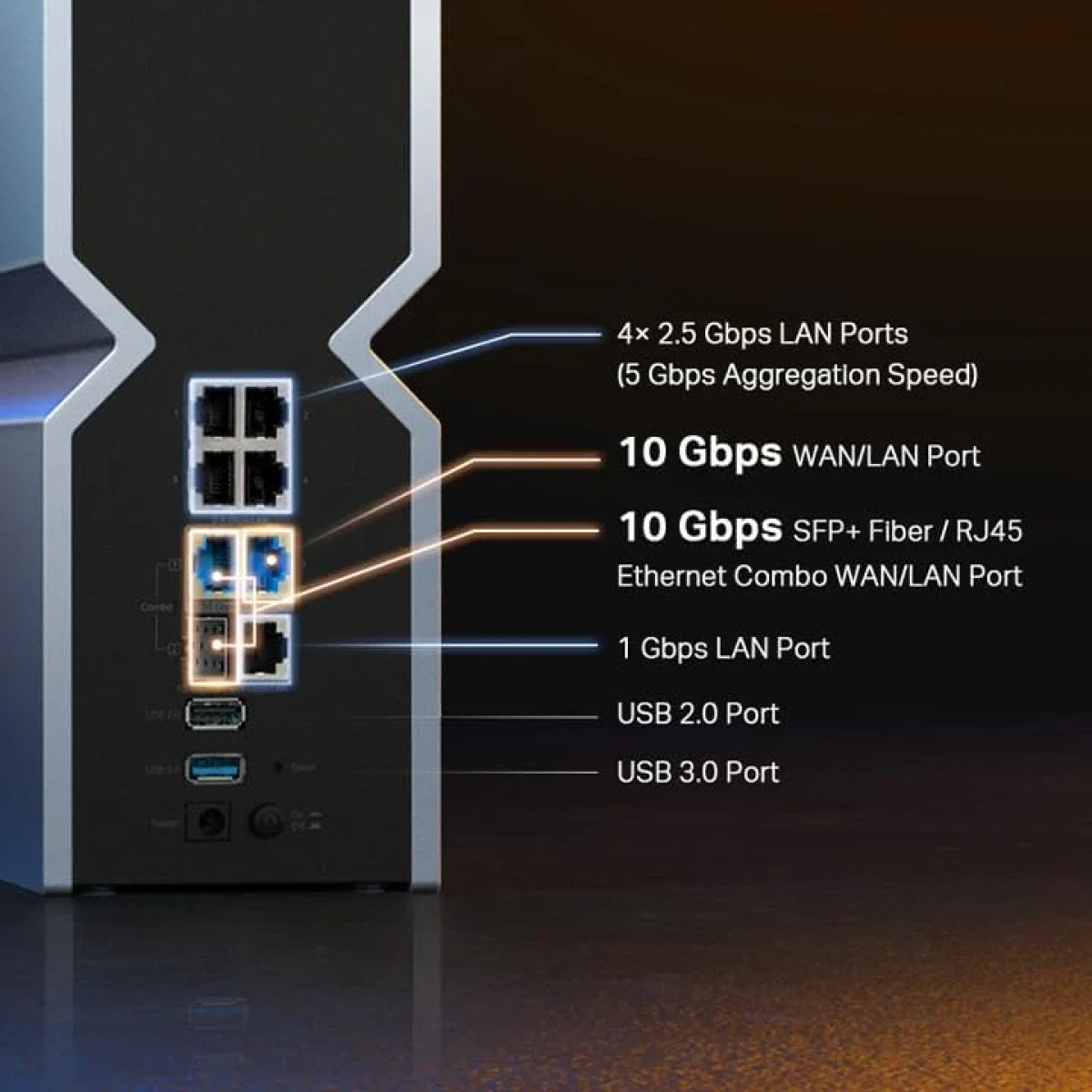راوتر TP-LINK Archer BE900 BE24000 رباعي النطاق Wi‑Fi 7 مع منفذي 10Gbps و5 منافذ إيثرنت وشاشة LED تعمل باللمس - Image 4