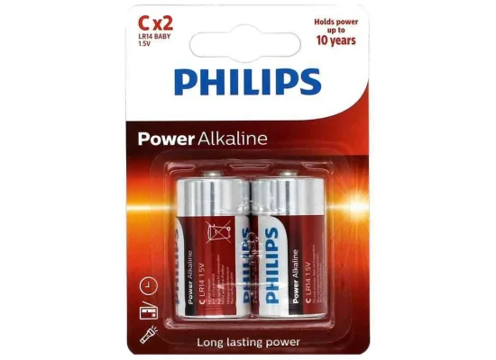 بطاريات Philips Power Alkaline مقاس C - عبوة 2 - Image 2